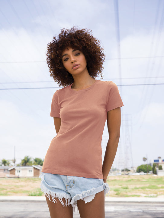 Next Level Apparel Women’s Cotton Tee with custom logo embroidery