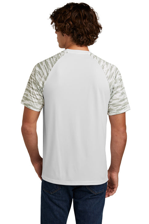 Sport-Tek Drift Camo Colorblock Tee with custom logo embroidery