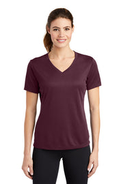 Sport-Tek Women's PosiCharge RacerMesh V-Neck Tee with custom logo embroidery