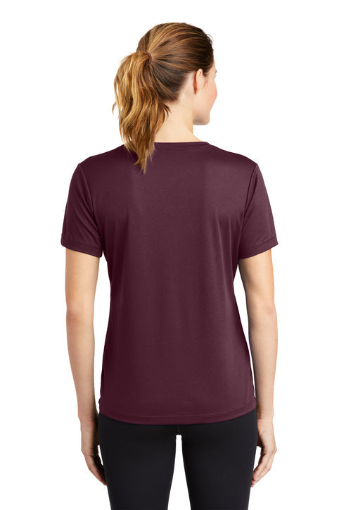 Sport-Tek Women's PosiCharge RacerMesh V-Neck Tee with custom logo embroidery