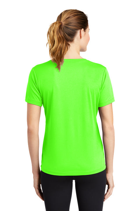 Sport-Tek Women's PosiCharge RacerMesh V-Neck Tee with custom logo embroidery