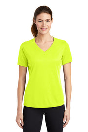 Sport-Tek Women's PosiCharge RacerMesh V-Neck Tee with custom logo embroidery