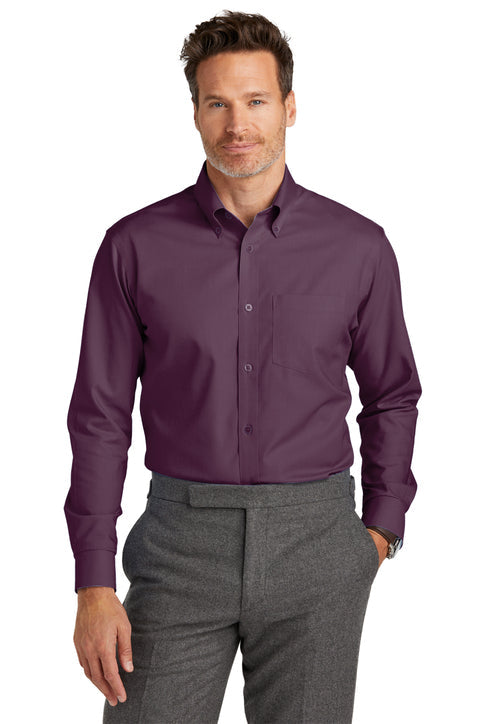Brooks Brothers Wrinkle-Free Stretch Nailhead Shirt with custom logo embroidery