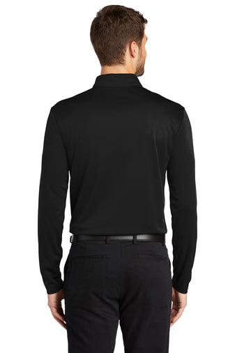 Port Authority Silk Touch Performance Long Sleeve Polo with custom logo embroidery