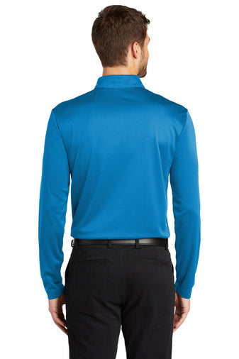 Port Authority Silk Touch Performance Long Sleeve Polo with custom logo embroidery