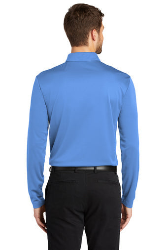 Port Authority Silk Touch Performance Long Sleeve Polo with custom logo embroidery