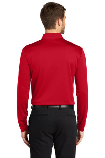 Port Authority Silk Touch Performance Long Sleeve Polo with custom logo embroidery