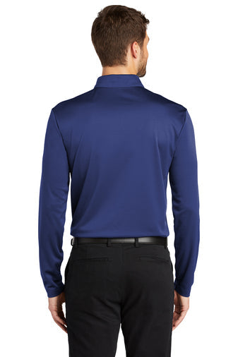 Port Authority Silk Touch Performance Long Sleeve Polo with custom logo embroidery