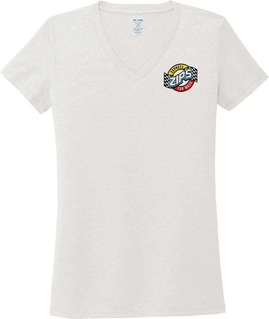Allmade Women’s Tri-Blend V-Neck Tee with custom logo embroidery