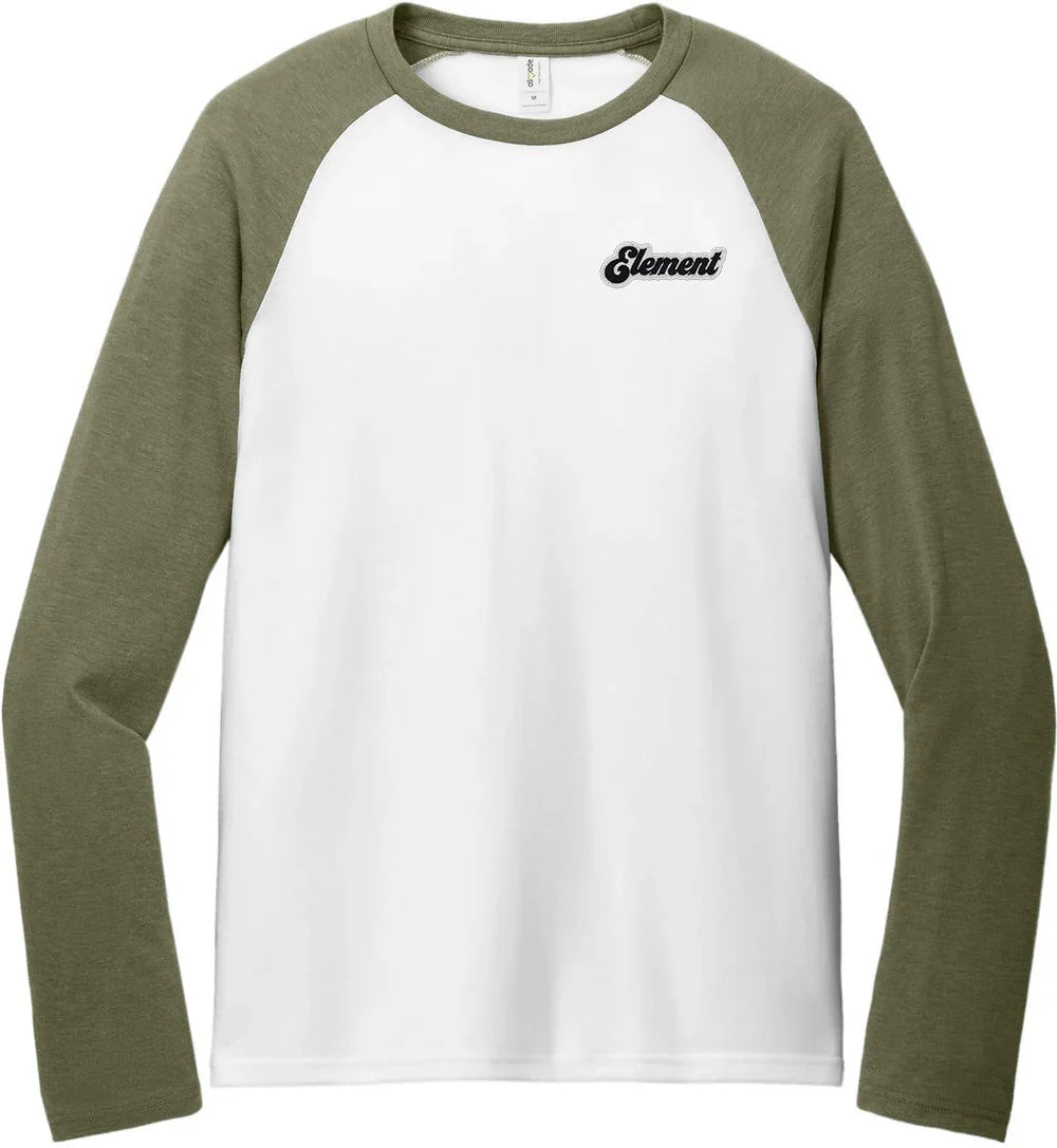 Allmade Unisex Tri-Blend Long Sleeve Colorblock Raglan with custom logo embroidery