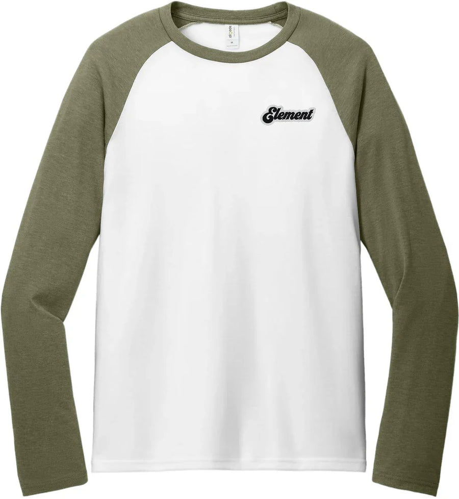 Allmade Unisex Tri-Blend Long Sleeve Colorblock Raglan with custom logo embroidery