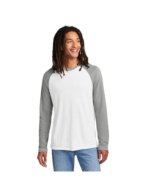 Allmade Unisex Tri-Blend Long Sleeve Colorblock Raglan with custom logo embroidery