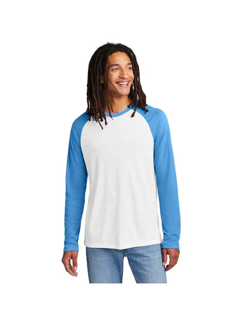 Allmade Unisex Tri-Blend Long Sleeve Colorblock Raglan with custom logo embroidery