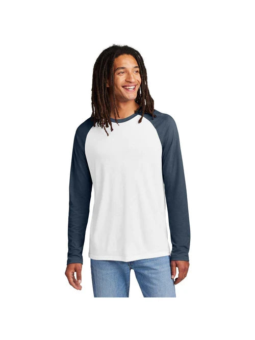 Allmade Unisex Tri-Blend Long Sleeve Colorblock Raglan with custom logo embroidery
