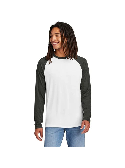 Allmade Unisex Tri-Blend Long Sleeve Colorblock Raglan with custom logo embroidery