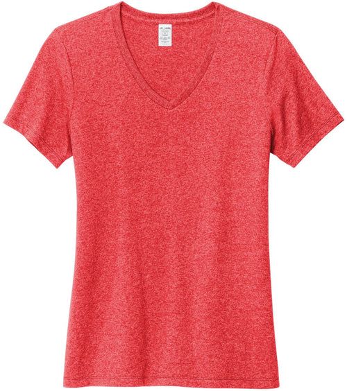 Allmade Ladies Recycled Blend V-Neck Tee with custom logo embroidery