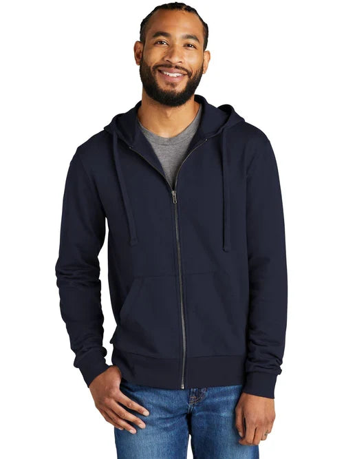 Allmade Unisex Organic French Terry Full-Zip Hoodie with custom logo embroidery