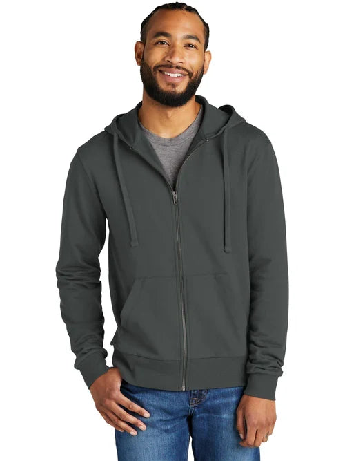 Allmade Unisex Organic French Terry Full-Zip Hoodie with custom logo embroidery