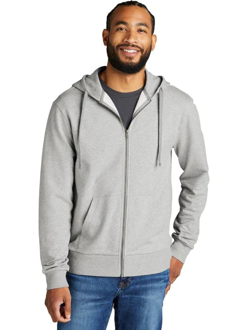 Allmade Unisex Organic French Terry Full-Zip Hoodie with custom logo embroidery