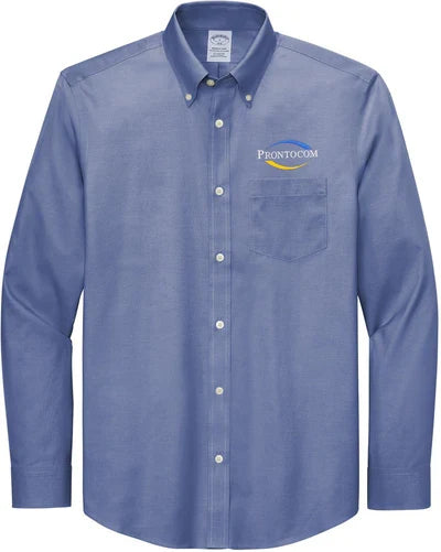 Brooks Brothers Wrinkle-Free Stretch Pinpoint Shirt with custom logo embroidery