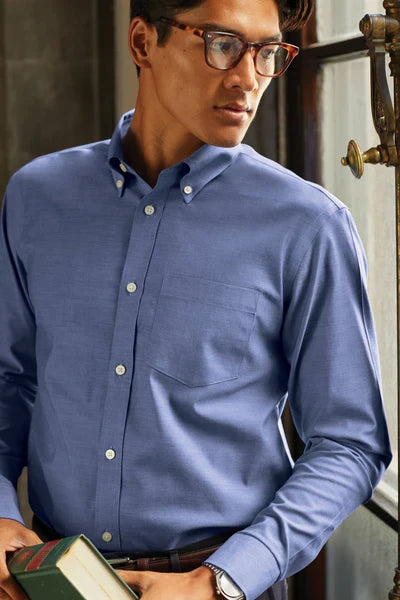 Brooks Brothers Wrinkle-Free Stretch Pinpoint Shirt with custom logo embroidery