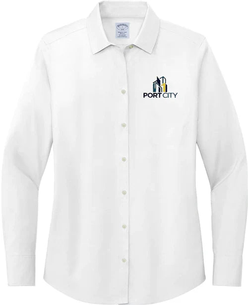Brooks Brothers Women’s Wrinkle-Free Stretch Pinpoint Shirt with custom logo embroidery