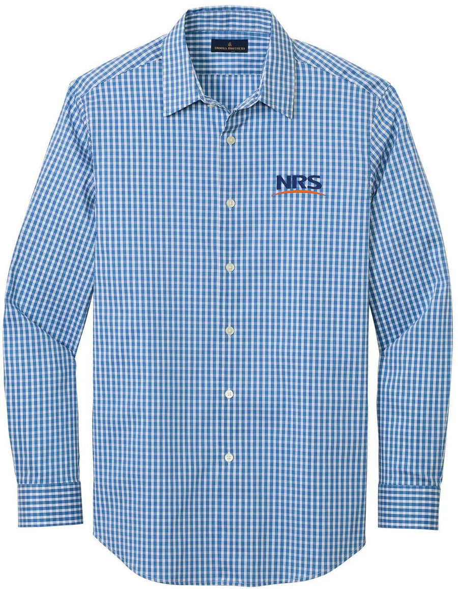 Brooks Brothers Tech Stretch Patterned Shirt with custom logo embroidery