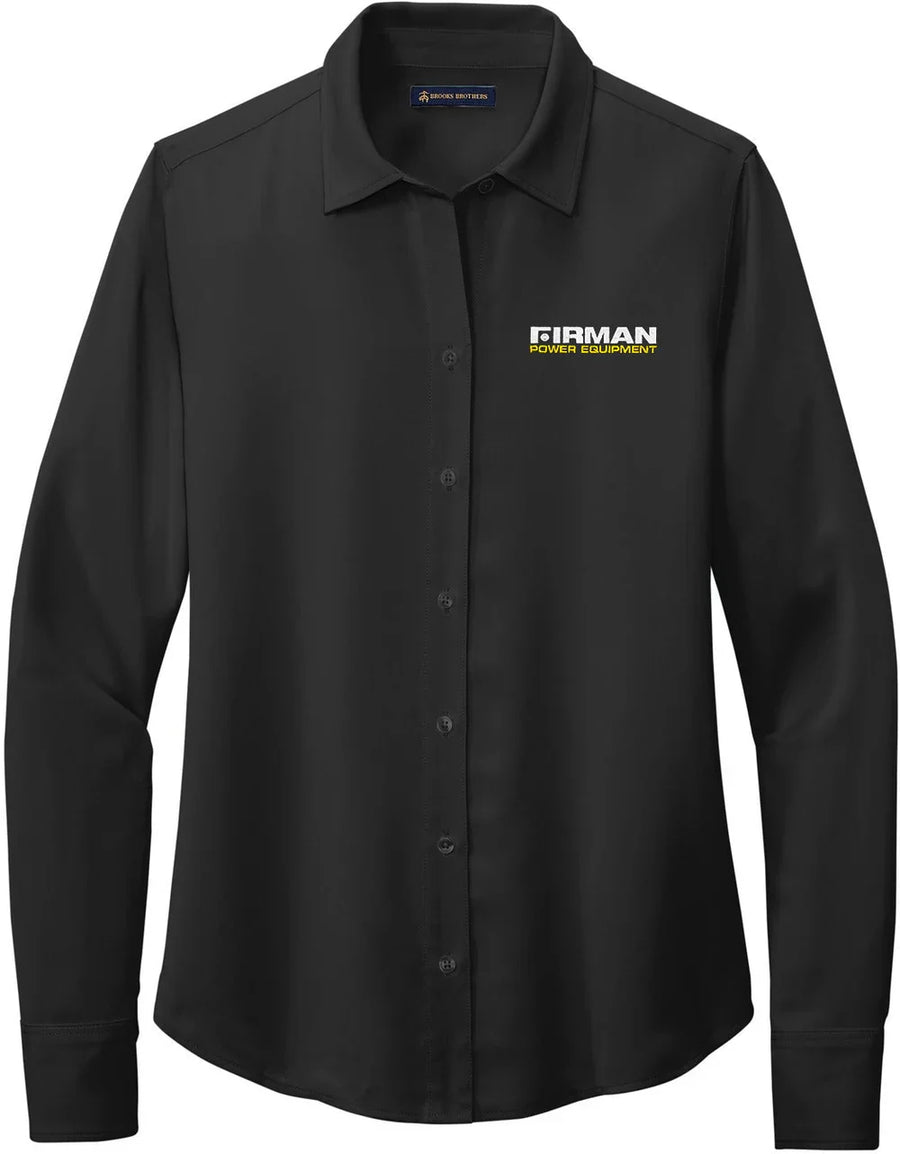 Brooks Brothers Ladies Full-Button Satin Blouse with custom logo embroidery