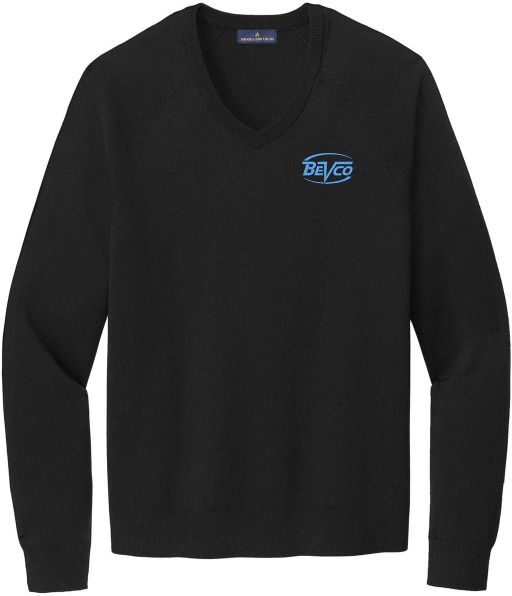 Brooks Brothers Cotton Stretch V-Neck Sweater with custom logo embroidery
