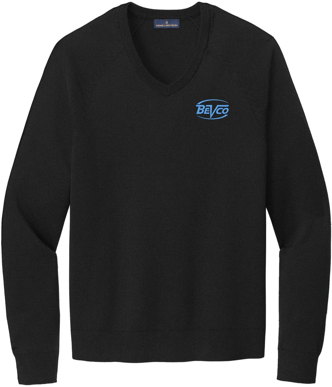 Brooks Brothers Cotton Stretch V-Neck Sweater with custom logo embroidery