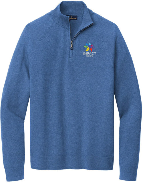 Brooks Brothers Cotton Stretch 1/4-Zip Sweater with custom logo embroidery