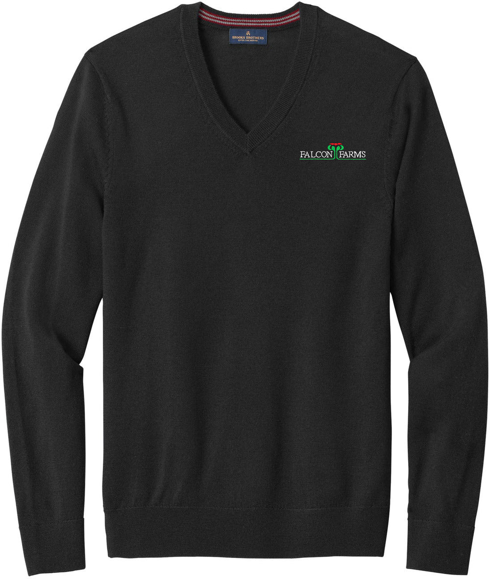 Brooks Brothers Washable Merino V-Neck Sweater with custom logo embroidery