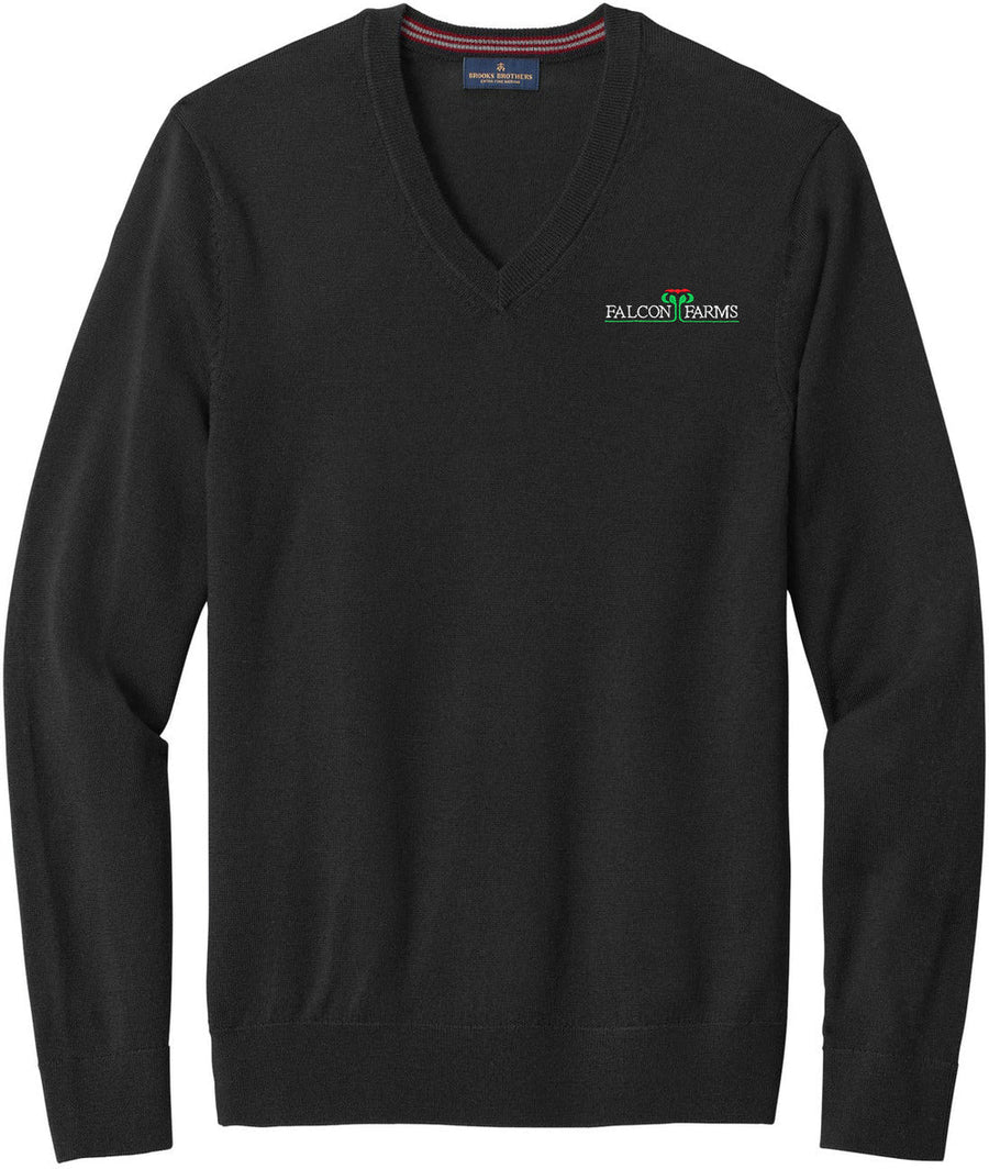 Brooks Brothers Washable Merino V-Neck Sweater with custom logo embroidery