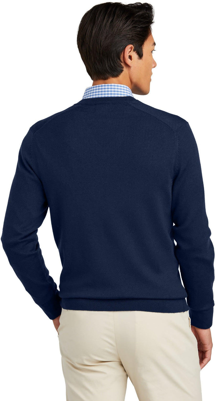 Brooks Brothers Washable Merino V-Neck Sweater with custom logo embroidery