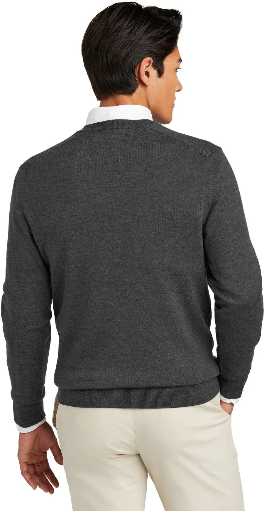 Brooks Brothers Washable Merino V-Neck Sweater with custom logo embroidery