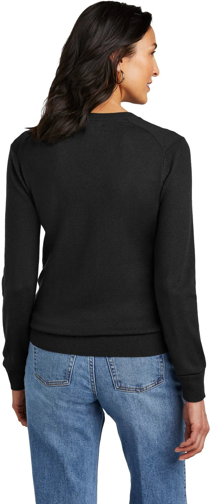 Brooks Brothers Ladies Washable Merino V-Neck Sweater with custom logo embroidery