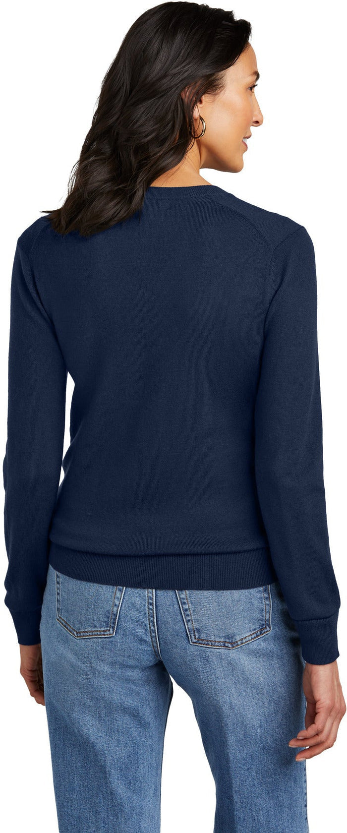 Brooks Brothers Ladies Washable Merino V-Neck Sweater with custom logo embroidery