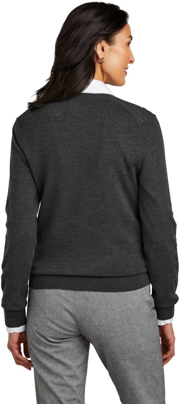 Brooks Brothers Ladies Washable Merino V-Neck Sweater with custom logo embroidery
