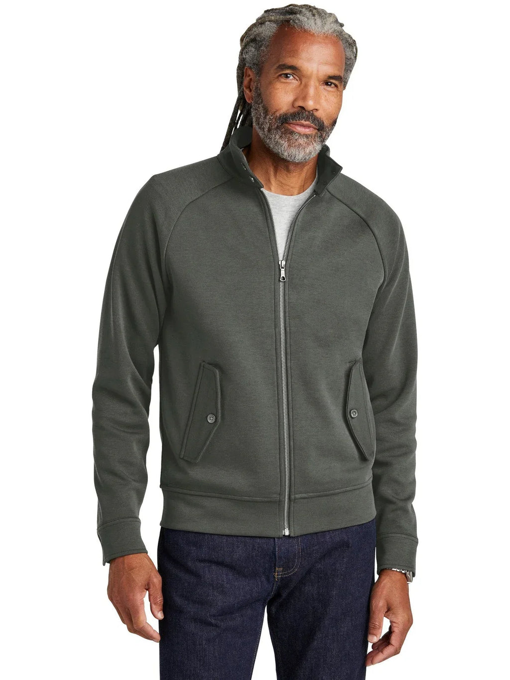 Brooks Brothers Double-Knit Full-Zip with custom logo embroidery