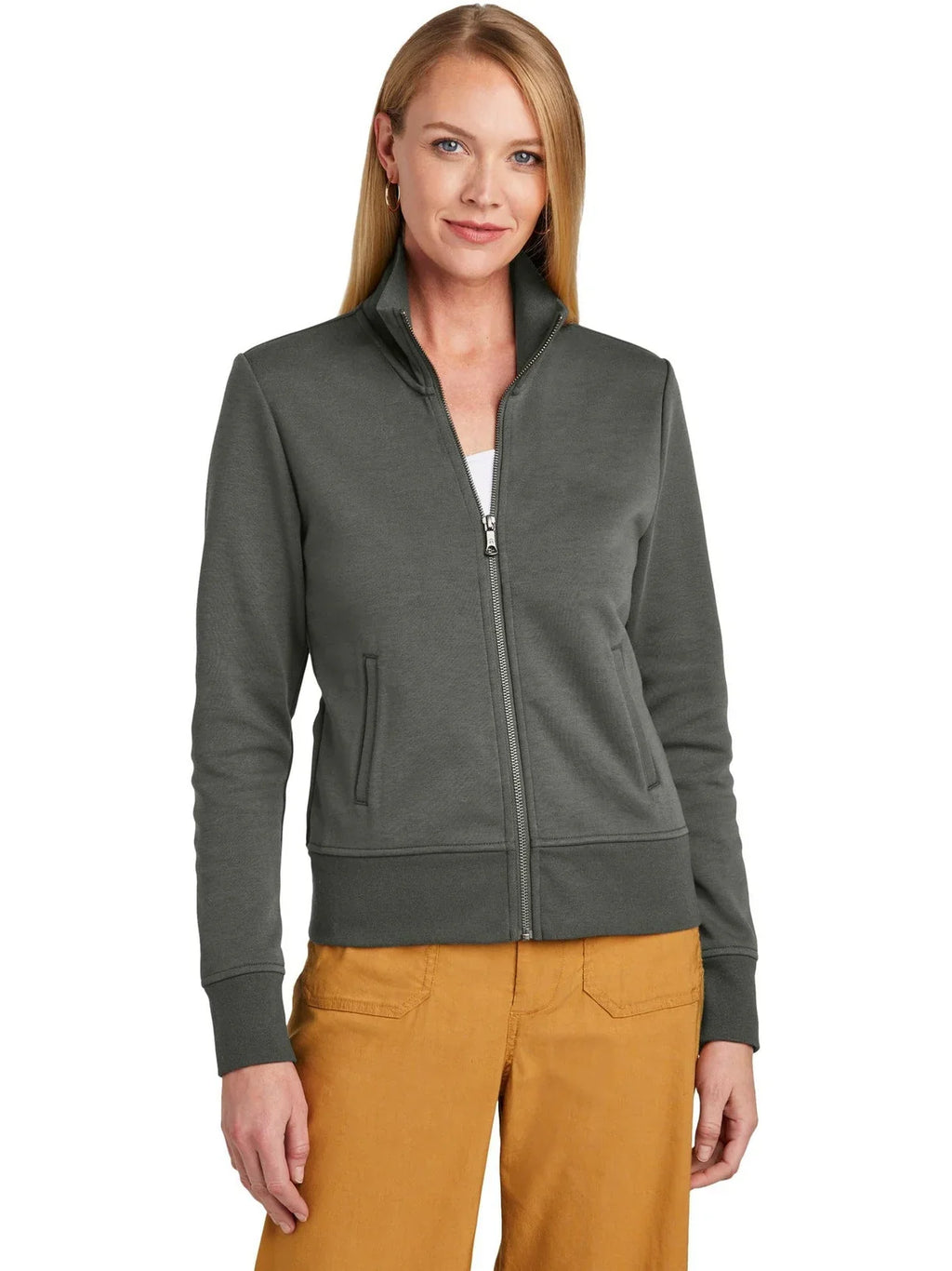 Brooks Brothers Women’s Double-Knit Full-Zip with custom logo embroidery