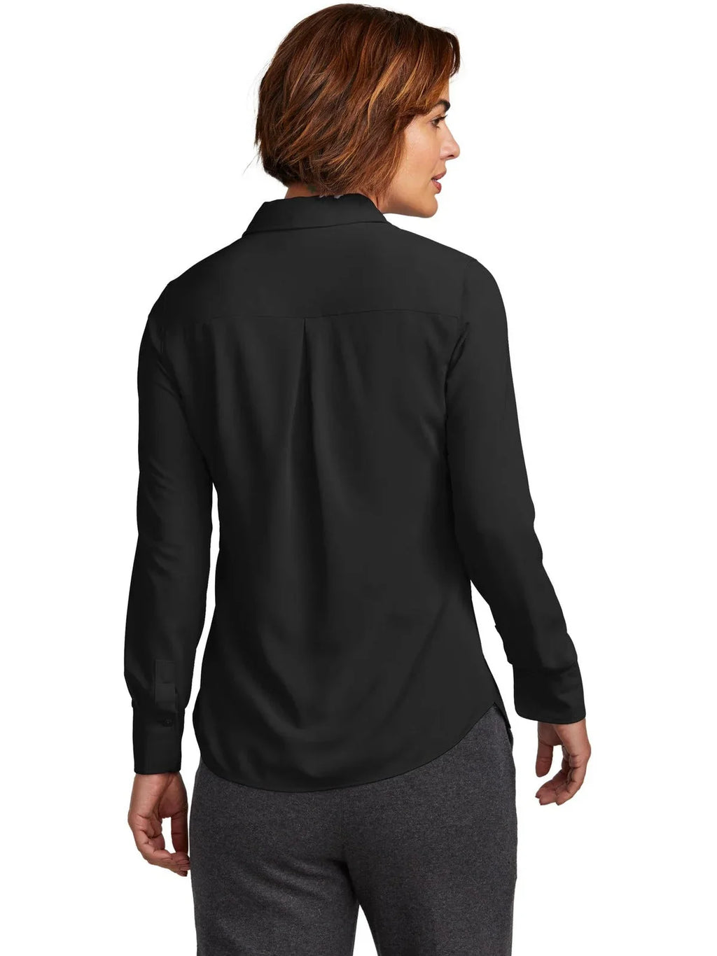 Brooks Brothers Ladies Full-Button Satin Blouse with custom logo embroidery