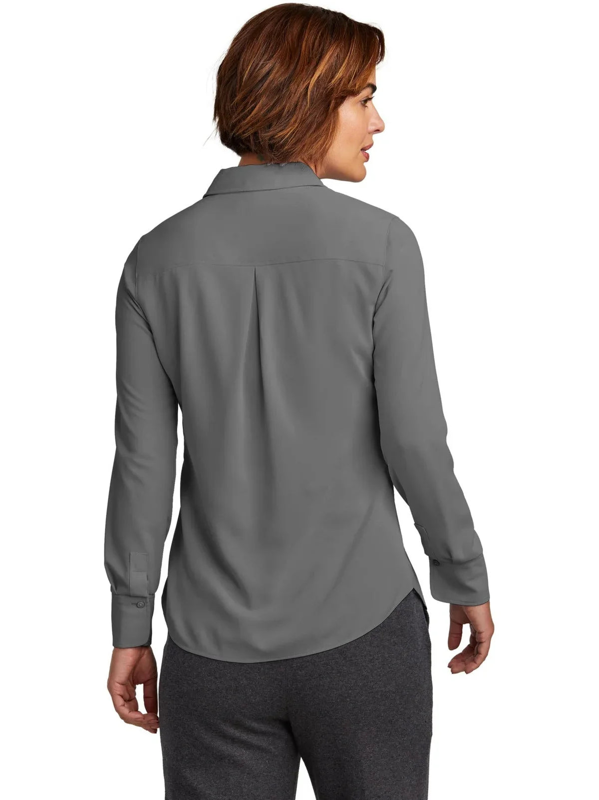 Brooks Brothers Ladies Full-Button Satin Blouse with custom logo embroidery