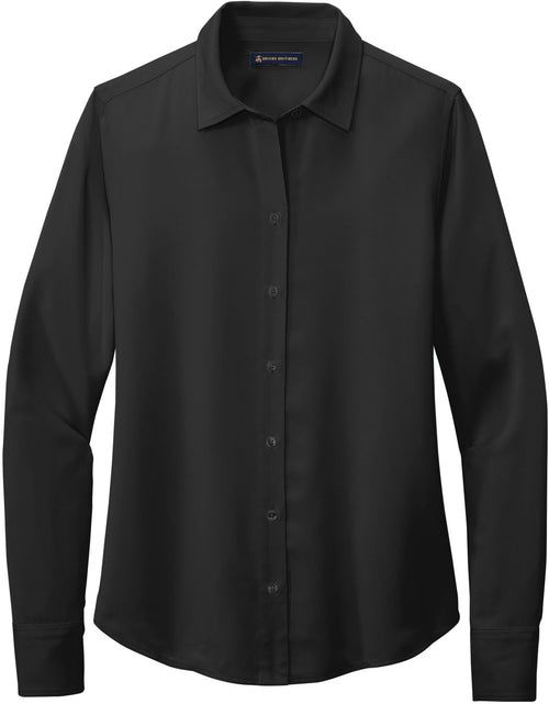 Brooks Brothers Ladies Full-Button Satin Blouse with custom logo embroidery