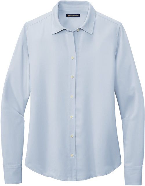 Brooks Brothers Ladies Full-Button Satin Blouse with custom logo embroidery