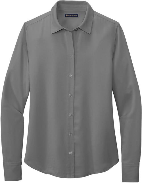 Brooks Brothers Ladies Full-Button Satin Blouse with custom logo embroidery