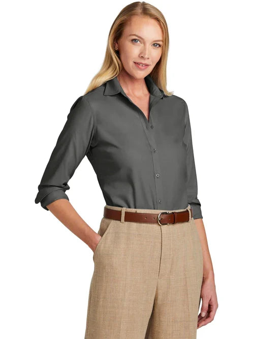 Brooks Brothers Women’s Wrinkle-Free Stretch Nailhead Shirt with custom logo embroidery