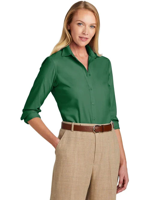 Brooks Brothers Women’s Wrinkle-Free Stretch Nailhead Shirt with custom logo embroidery