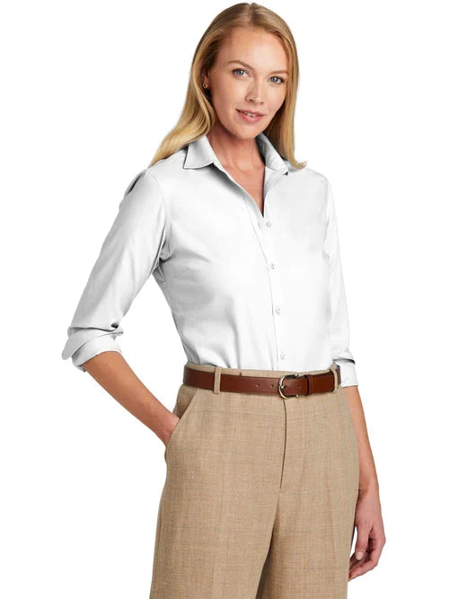 Brooks Brothers Women’s Wrinkle-Free Stretch Nailhead Shirt with custom logo embroidery