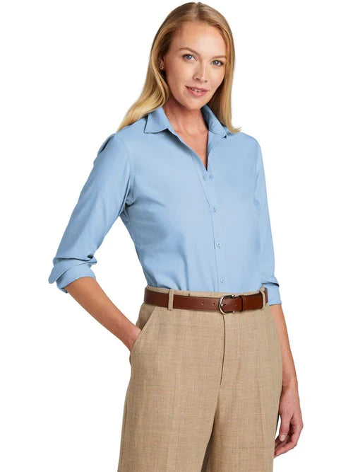 Brooks Brothers Women’s Wrinkle-Free Stretch Nailhead Shirt with custom logo embroidery