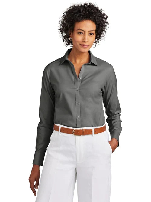 Brooks Brothers Women’s Wrinkle-Free Stretch Pinpoint Shirt with custom logo embroidery
